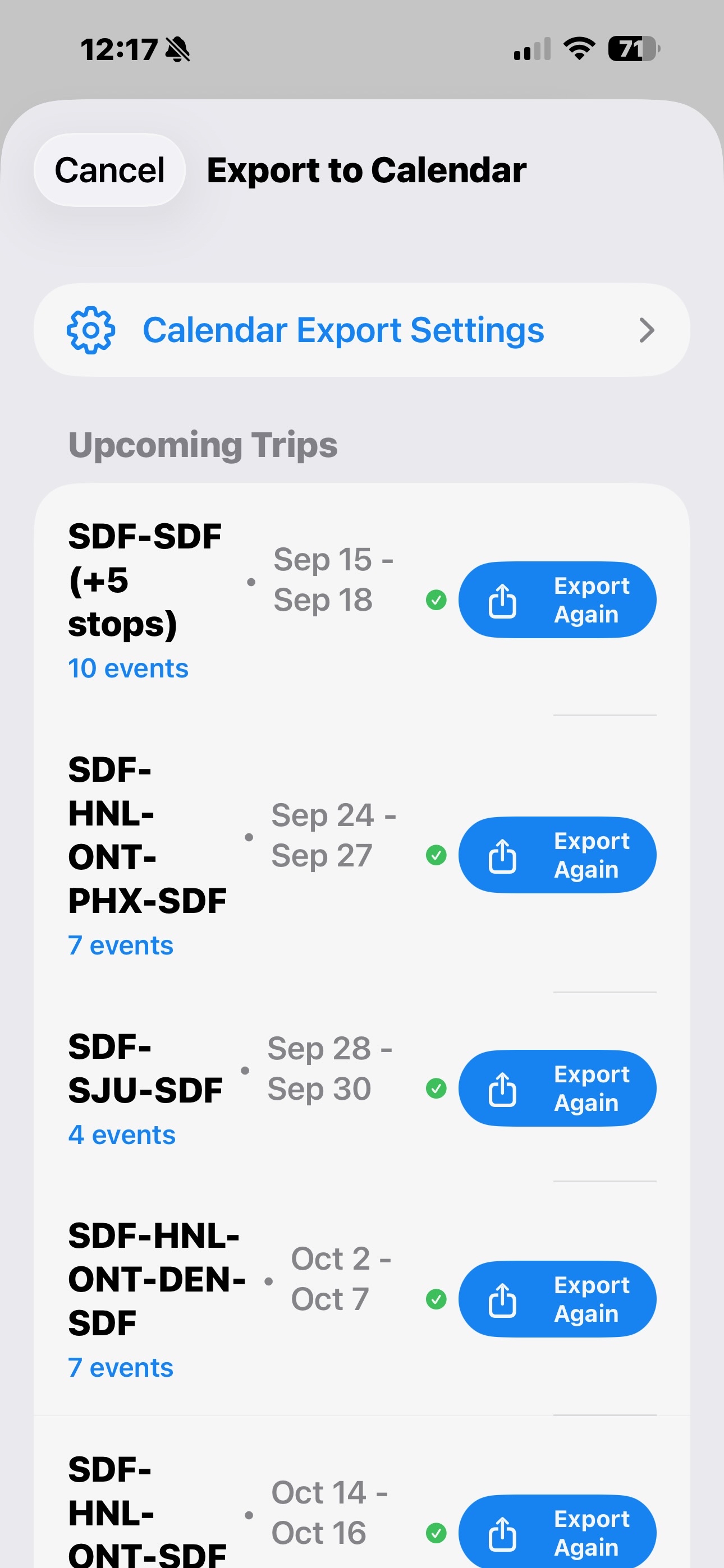 CrewLu Export to Calendar