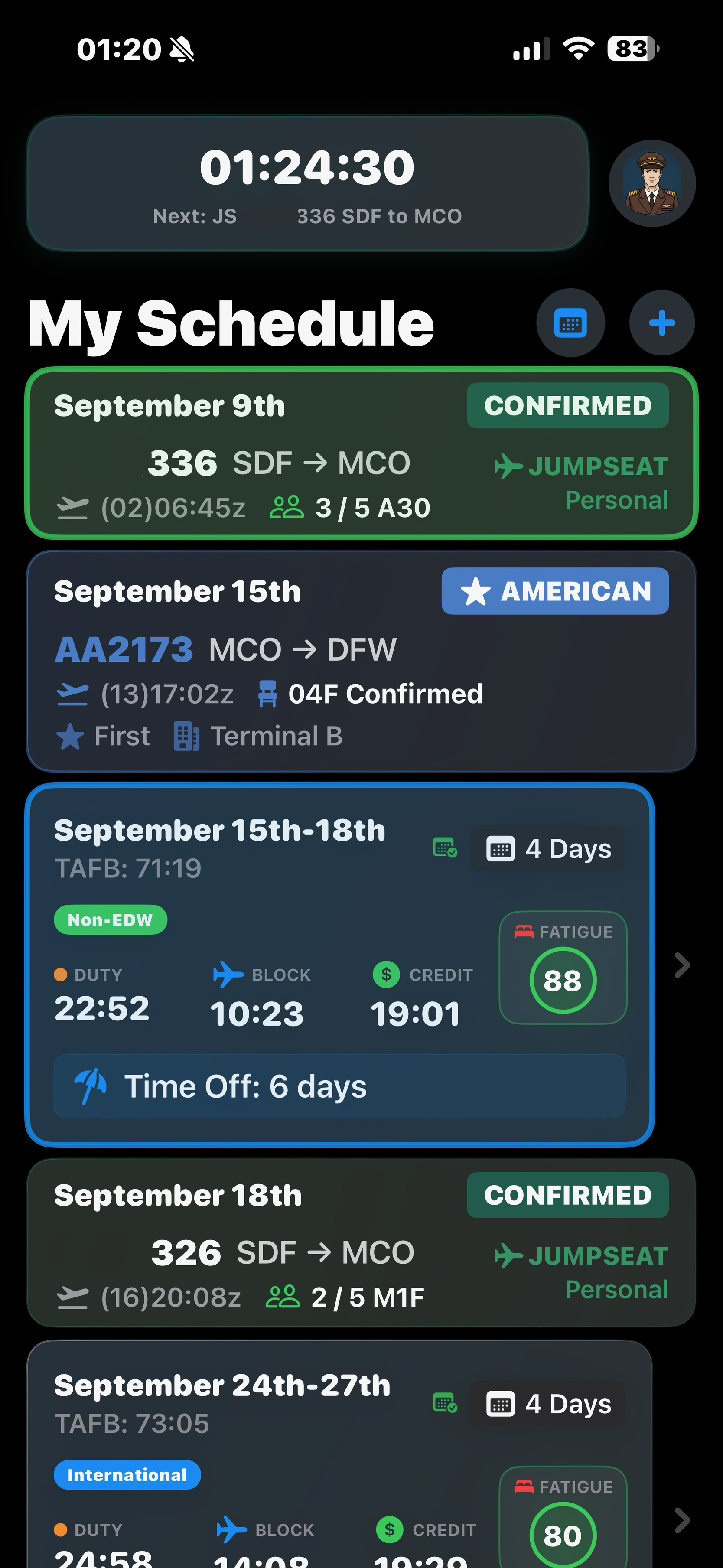 CrewLu Trip List View